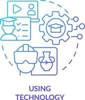 utilizando tecnología azul degradado concepto icono. micro aprendizaje estrategia resumen idea Delgado línea ilustración. vr capacitación. digital ambiente. aislado contorno dibujo vector