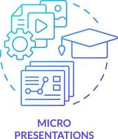 Micro presentations blue gradient concept icon. Microlearning example abstract idea thin line illustration. Segmenting materials. Short summaries. Isolated outline drawing vector