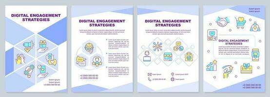 Digital engagement strategies brochure template. Leaflet design with linear icons. Editable 4 vector layouts for presentation, annual reports