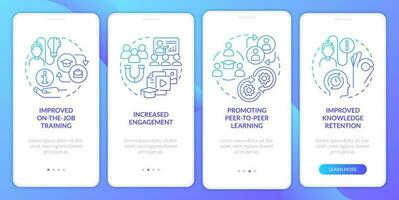 Microtraining advantages blue gradient onboarding mobile app screen. Walkthrough 4 steps graphic instructions with linear concepts. UI, UX, GUI template vector