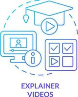 Explainer videos blue gradient concept icon. Microlearning way abstract idea thin line illustration. Small duration of content. Tutorials. Isolated outline drawing vector