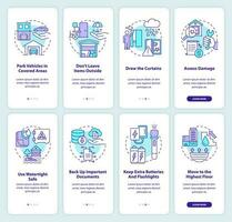 la seguridad consejos para inundar y granizada inducción móvil aplicación pantalla colocar. recorrido 4 4 pasos editable gráfico instrucciones con lineal conceptos. ui, ux, gui modelo vector