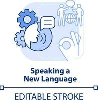 Speaking new language light blue concept icon. Personal development abstract idea thin line illustration. Foreign language. Isolated outline drawing. Editable stroke vector