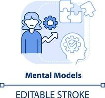 Mental models light blue concept icon. Basic life skill abstract idea thin line illustration. Cognitive structure. Isolated outline drawing. Editable stroke vector