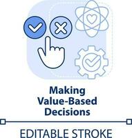 Making value-based decisions light blue concept icon. Self-management skill abstract idea thin line illustration. Isolated outline drawing. Editable stroke vector