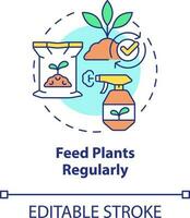 Feed plants regularly concept icon. Improve and boost growing. Gardening tip abstract idea thin line illustration. Isolated outline drawing. Editable stroke vector