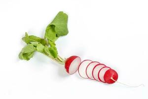 Small red radish on white background photo