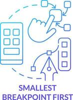 Smallest breakpoint first blue gradient concept icon. Website development. Mobile first design process abstract idea thin line illustration. Isolated outline drawing vector