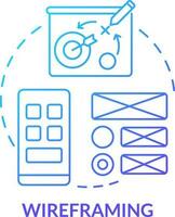 Wireframing blue gradient concept icon. Site architecture and structure. Mobile website development abstract idea thin line illustration. Isolated outline drawing vector