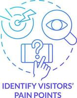 Identify visitors pain points blue gradient concept icon. User interaction. Mobile first key element abstract idea thin line illustration. Isolated outline drawing vector