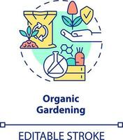 Organic gardening concept icon. No synthetic fertilizers. Gardening type abstract idea thin line illustration. Isolated outline drawing. Editable stroke vector