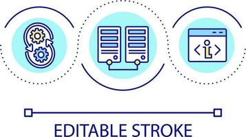 Two domains in trust relationship loop concept icon. Exchanging information abstract idea thin line illustration. Managing resources. Isolated outline drawing. Editable stroke vector