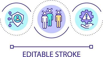 facial reconocimiento sistema lazo concepto icono. biométrico autenticación resumen idea Delgado línea ilustración. reduciendo seguridad riesgos aislado contorno dibujo. editable carrera vector