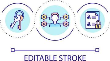 usuario roles y permisos lazo concepto icono. gerente acceso a carpeta y archivo resumen idea Delgado línea ilustración. seguridad sistema. aislado contorno dibujo. editable carrera vector