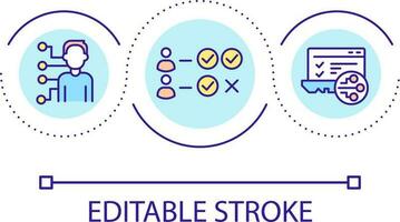 asignar permisos a los usuarios lazo concepto icono. acceso controlar resumen idea Delgado línea ilustración. archivo intercambio. identidad gestión. aislado contorno dibujo. editable carrera vector