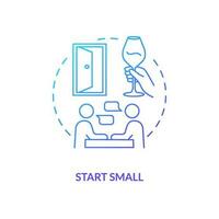 Start small blue gradient concept icon. Build trust relationship. Overcome shyness in conversation abstract idea thin line illustration. Isolated outline drawing vector