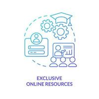 Exclusive digital resources blue gradient concept icon. Meetups. Internship. Online networking abstract idea thin line illustration. Isolated outline drawing vector