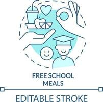 Free school meals turquoise concept icon. Increase school lunch participation abstract idea thin line illustration. Isolated outline drawing. Editable stroke vector