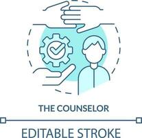 Counselor turquoise concept icon. Responsibility for student mental health abstract idea thin line illustration. Isolated outline drawing. Editable stroke vector