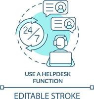 utilizar mesa de ayuda función turquesa concepto icono. en línea Tienda administración propina resumen idea Delgado línea ilustración. aislado contorno dibujo. editable carrera vector