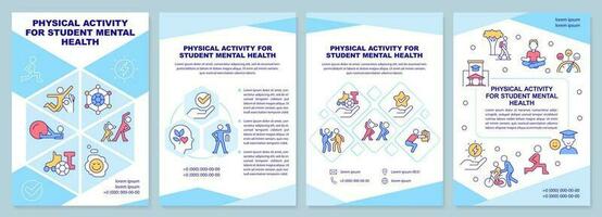 Physical activity for student mental health brochure template. Leaflet design with linear icons. Editable 4 vector layouts for presentation, annual reports