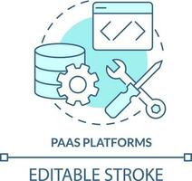 paas plataformas turquesa concepto icono. plataforma como servicio. comercio electrónico plataforma resumen idea Delgado línea ilustración. aislado contorno dibujo. editable carrera vector