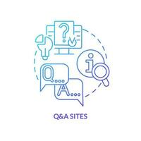 Questions and answers sites blue gradient concept icon. Finding solution of problem. Search assistance abstract idea thin line illustration. Isolated outline drawing vector