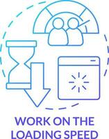 Work on loading speed blue gradient concept icon. User experience. Mobile first key element abstract idea thin line illustration. Isolated outline drawing vector