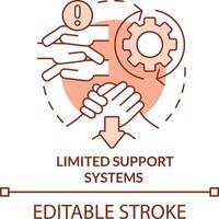 Limited support systems terracotta concept icon. Managing remote students stress abstract idea thin line illustration. Isolated outline drawing. Editable stroke vector