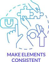 Make elements consistent blue gradient concept icon. Website design. Mobile first key element abstract idea thin line illustration. Isolated outline drawing vector