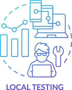 Local testing blue gradient concept icon. Check and examine website. Mobile first design testing abstract idea thin line illustration. Isolated outline drawing vector