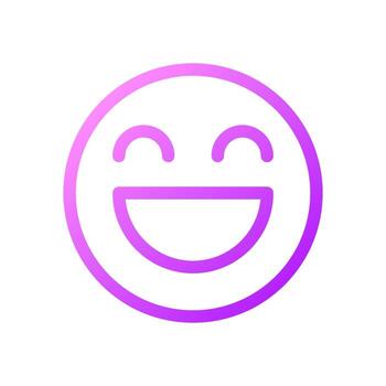 Laughing face pixel perfect gradient linear ui icon. Feelings expression. Online communication. Line color user interface symbol. Modern style pictogram. Vector isolated outline illustration