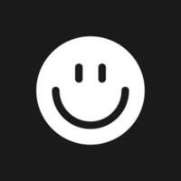 Smiling face dark mode glyph ui icon. Feeling expression. Positive mood. User interface design. White silhouette symbol on black space. Solid pictogram for web, mobile. Vector isolated illustration