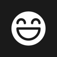 Laughing face dark mode glyph ui icon. Feelings expression. User interface design. White silhouette symbol on black space. Solid pictogram for web, mobile. Vector isolated illustration