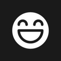 Laughing face dark mode glyph ui icon. Feelings expression. User interface design. White silhouette symbol on black space. Solid pictogram for web, mobile. Vector isolated illustration