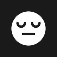 Sleepy face dark mode glyph ui icon. Indifferent emotion. User interface design. White silhouette symbol on black space. Solid pictogram for web, mobile. Vector isolated illustration