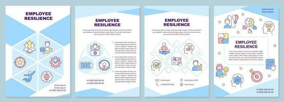 trabajadores Resiliencia azul folleto modelo. empleado bienestar. folleto diseño con lineal iconos editable 4 4 vector diseños para presentación, anual informes