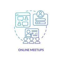 Online meeting blue gradient concept icon. Video conferencing. Virtual gathering. Digital networking clubs abstract idea thin line illustration. Isolated outline drawing vector