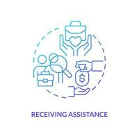 Receiving assistance blue gradient concept icon. Mentoring business. Donations. Financial help abstract idea thin line illustration. Isolated outline drawing vector