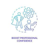 Boost professional confidence blue gradient concept icon. Become more qualified. Career growth abstract idea thin line illustration. Isolated outline drawing vector