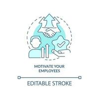 Motivate your employees blue concept icon. Encourage workforce. Boost workers growth abstract idea thin line illustration. Isolated outline drawing. Editable stroke vector