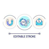 CRM system loop concept icon. Optimization of leads processing. Digital marketing tool abstract idea thin line illustration. Isolated outline drawing. Editable stroke vector