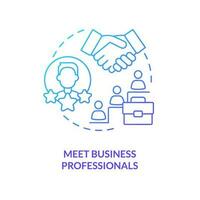 Meet business professionals blue gradient concept icon. Expand business relationships. Partnership abstract idea thin line illustration. Isolated outline drawing vector