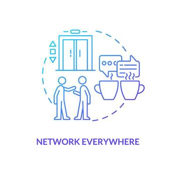 Network everywhere blue gradient concept icon. Communication skills. Building business connections abstract idea thin line illustration. Isolated outline drawing vector