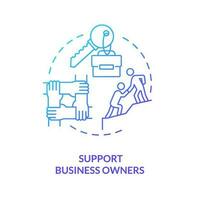 Assistance business owners blue gradient concept icon. Support entrepreneurship. Help and mentoring abstract idea thin line illustration. Isolated outline drawing vector