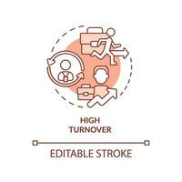 High-risk employee termination red concept icon. Problem workforce turnover abstract idea thin line illustration. Isolated outline drawing. Editable stroke vector