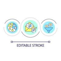 Marketing communication channels loop concept icon. Advertising campaign tools. Business promotion abstract idea thin line illustration. Isolated outline drawing. Editable stroke vector