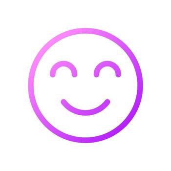 Contented face pixel perfect gradient linear ui icon. Pleased and relaxed. Online communication. Line color user interface symbol. Modern style pictogram. Vector isolated outline illustration