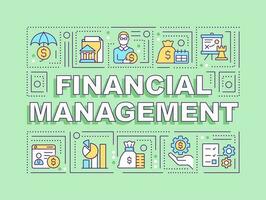 Financial management word concepts green banner. Business and finance. Infographics with editable icons on color background. Isolated typography. Vector illustration with text