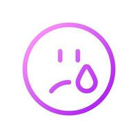 Crying face pixel perfect gradient linear ui icon. Depressed and unhappy face. Communication. Line color user interface symbol. Modern style pictogram. Vector isolated outline illustration